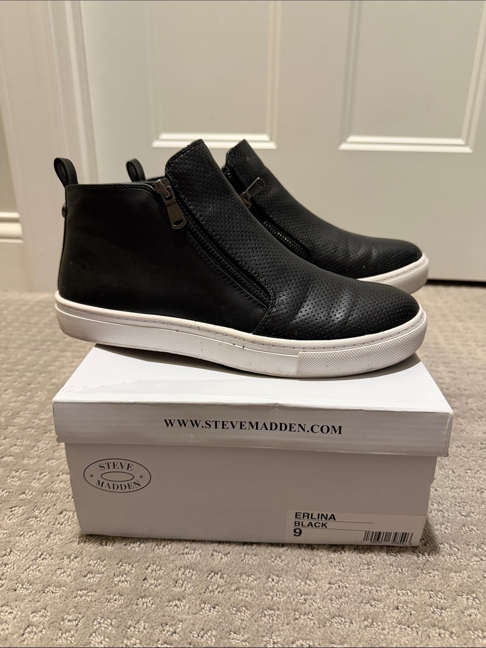Steve Madden Black Perforated High-Top Slip-On Sneakers